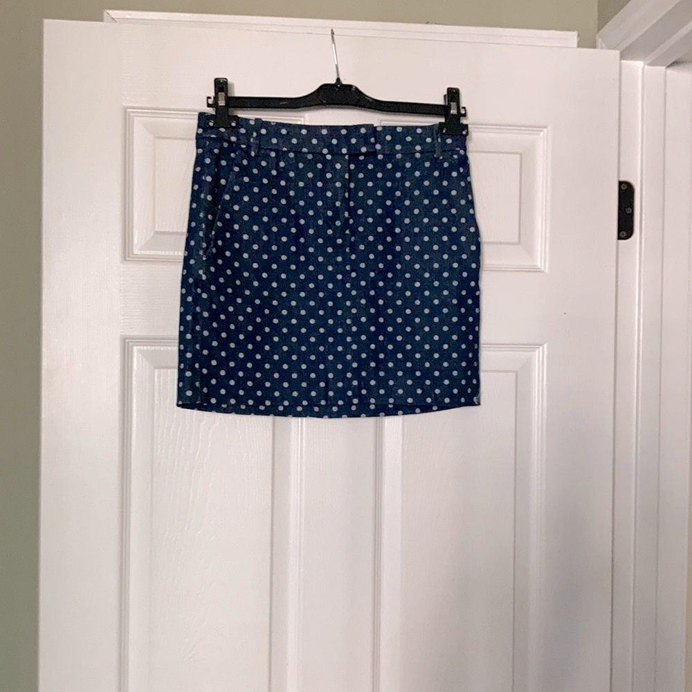 J Crew mini jean skirt with polka dots Size 00